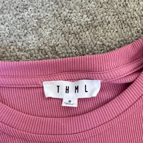 Pink Ruffle-Sleeve Ribbed Top - Picture 2 of 3